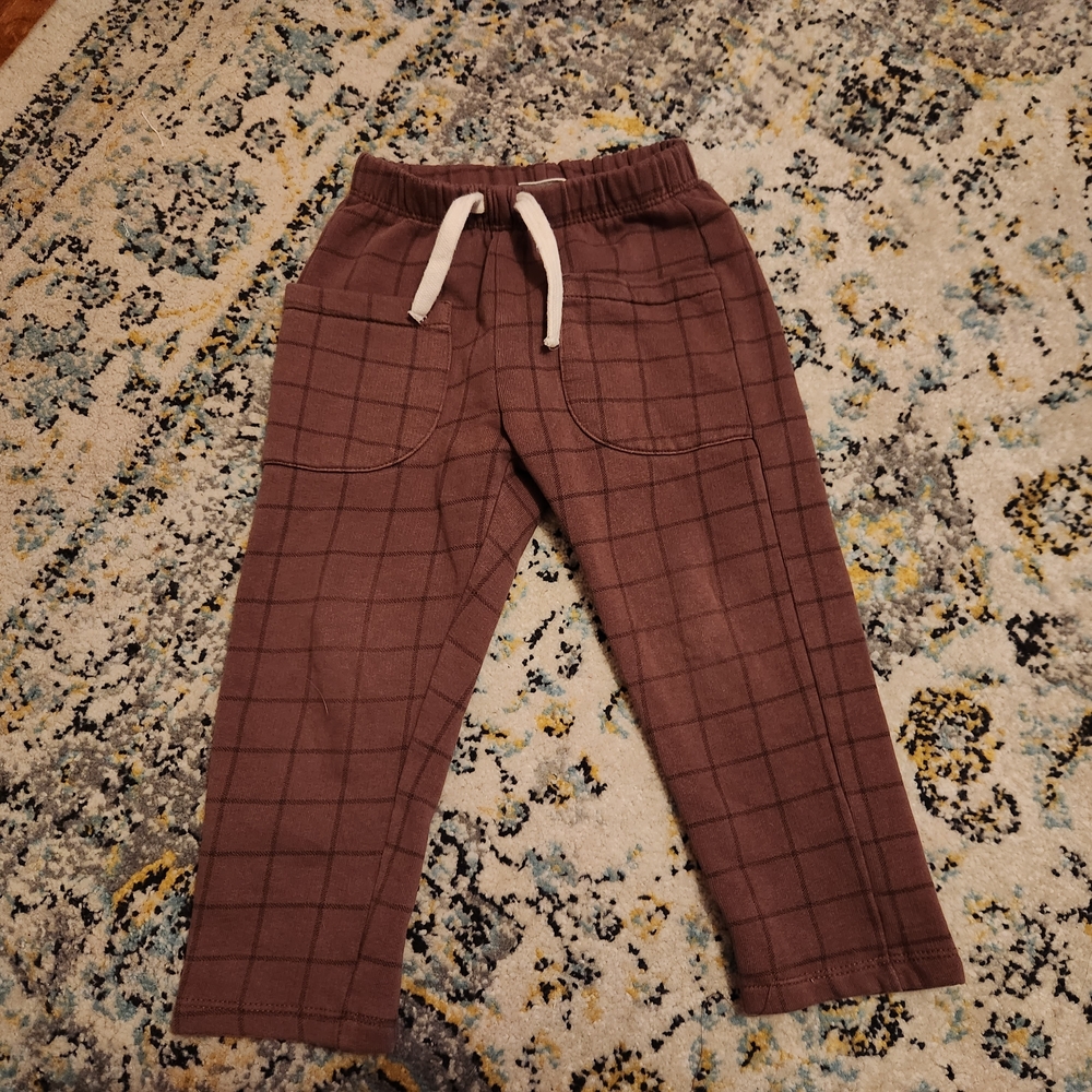 Brown Checkered Kids Pants